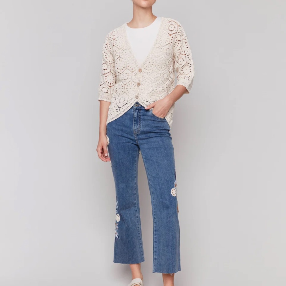 CHARLIE B Blue Flare Wide Leg Jeans